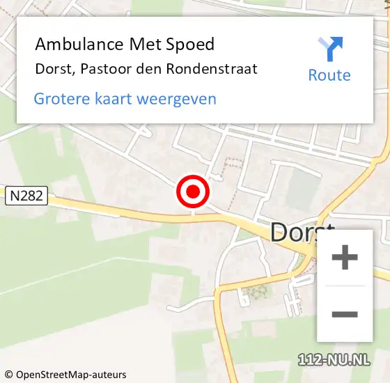 Locatie op kaart van de 112 melding: Ambulance Met Spoed Naar Dorst, Pastoor den Rondenstraat op 1 maart 2018 15:28