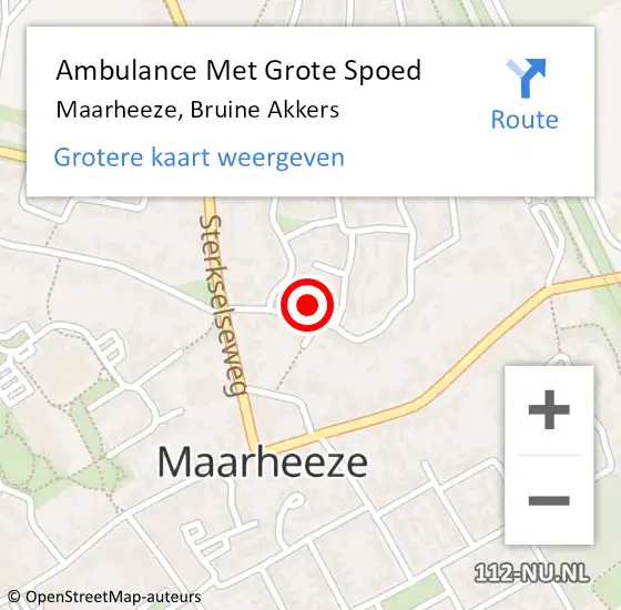 Locatie op kaart van de 112 melding: Ambulance Met Grote Spoed Naar Maarheeze, Bruine Akkers op 1 maart 2018 15:31