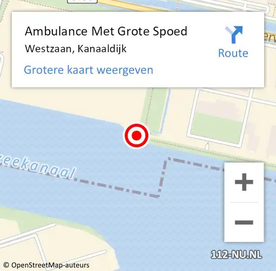 Locatie op kaart van de 112 melding: Ambulance Met Grote Spoed Naar Westzaan, Kanaaldijk op 1 maart 2018 16:00