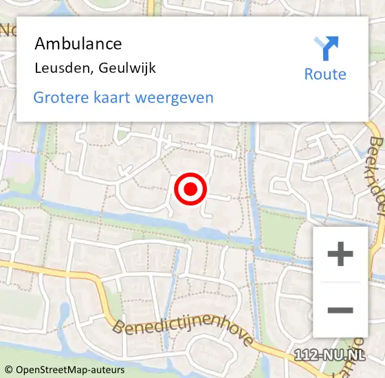 Locatie op kaart van de 112 melding: Ambulance Leusden, Geulwijk op 1 maart 2018 16:11