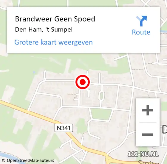Locatie op kaart van de 112 melding: Brandweer Geen Spoed Naar Den Ham, 't Sumpel op 1 maart 2018 16:22