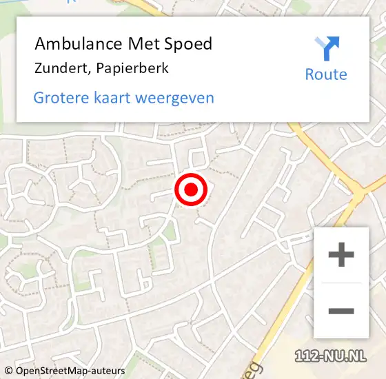 Locatie op kaart van de 112 melding: Ambulance Met Spoed Naar Zundert, Papierberk op 1 maart 2018 16:35