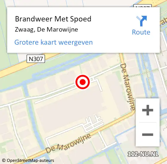 Locatie op kaart van de 112 melding: Brandweer Met Spoed Naar Zwaag, De Marowijne op 1 maart 2018 16:45