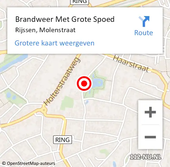 Locatie op kaart van de 112 melding: Brandweer Met Grote Spoed Naar Rijssen, Molenstraat op 1 maart 2018 16:49