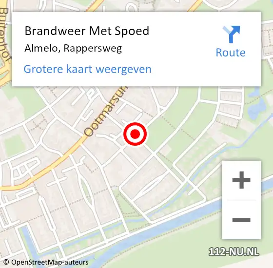 Locatie op kaart van de 112 melding: Brandweer Met Spoed Naar Almelo, Rappersweg op 1 maart 2018 17:05