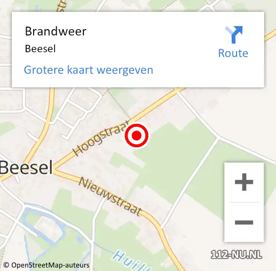 Locatie op kaart van de 112 melding: Brandweer Beesel op 1 maart 2018 17:11