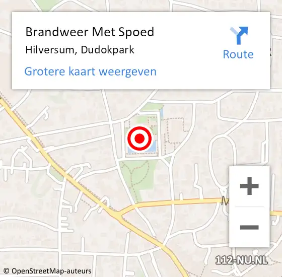 Locatie op kaart van de 112 melding: Brandweer Met Spoed Naar Hilversum, Dudokpark op 1 maart 2018 17:35