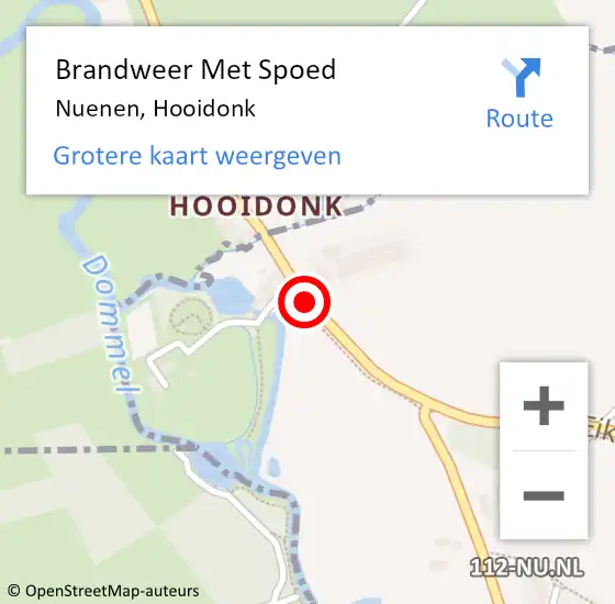 Locatie op kaart van de 112 melding: Brandweer Met Spoed Naar Nuenen, Hooidonk op 1 maart 2018 17:43