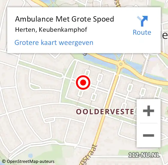 Locatie op kaart van de 112 melding: Ambulance Met Grote Spoed Naar Herten, Keubenkamphof op 1 maart 2018 18:01