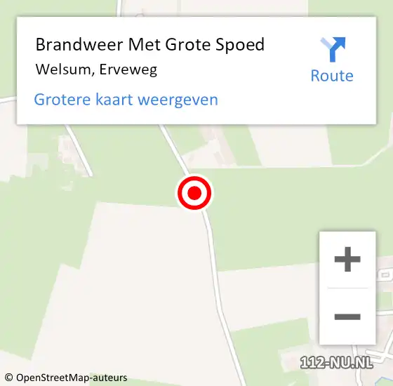 Locatie op kaart van de 112 melding: Brandweer Met Grote Spoed Naar Welsum, Erveweg op 1 maart 2018 18:16