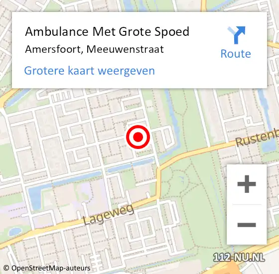 Locatie op kaart van de 112 melding: Ambulance Met Grote Spoed Naar Amersfoort, Meeuwenstraat op 1 maart 2018 18:48