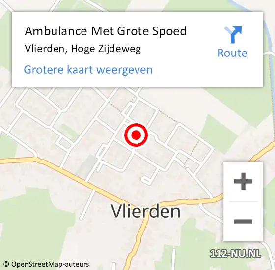 Locatie op kaart van de 112 melding: Ambulance Met Grote Spoed Naar Vlierden, Hoge Zijdeweg op 1 maart 2018 19:16