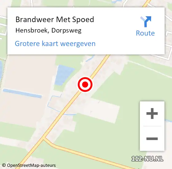 Locatie op kaart van de 112 melding: Brandweer Met Spoed Naar Hensbroek, Dorpsweg op 1 maart 2018 19:46