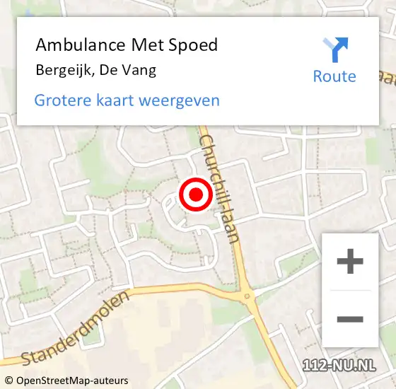 Locatie op kaart van de 112 melding: Ambulance Met Spoed Naar Bergeijk, De Vang op 1 maart 2018 20:01