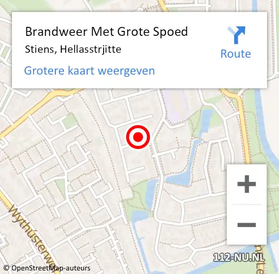 Locatie op kaart van de 112 melding: Brandweer Met Grote Spoed Naar Stiens, Hellasstrjitte op 1 maart 2018 21:16