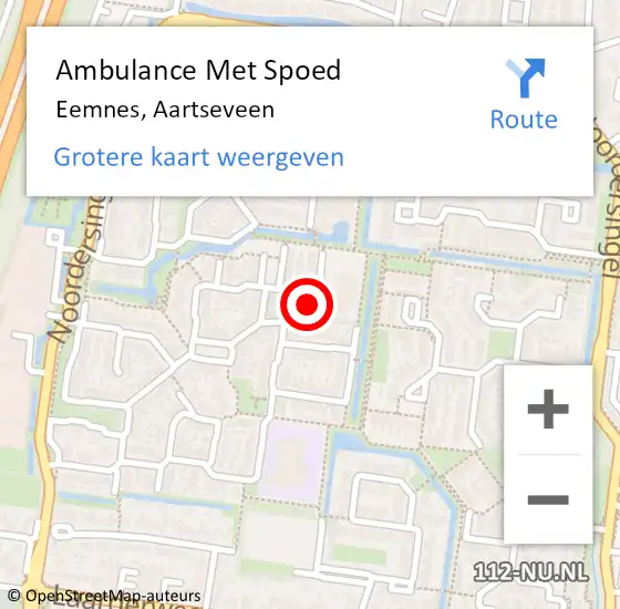 Locatie op kaart van de 112 melding: Ambulance Met Spoed Naar Eemnes, Aartseveen op 1 maart 2018 21:28