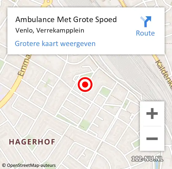 Locatie op kaart van de 112 melding: Ambulance Met Grote Spoed Naar Venlo, Verrekampplein op 1 maart 2018 21:32