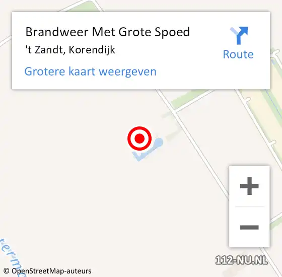 Locatie op kaart van de 112 melding: Brandweer Met Grote Spoed Naar 't Zandt, Korendijk op 1 maart 2018 22:47