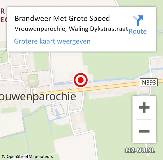 Locatie op kaart van de 112 melding: Brandweer Met Grote Spoed Naar Vrouwenparochie, Waling Dykstrastraat op 1 maart 2018 23:48