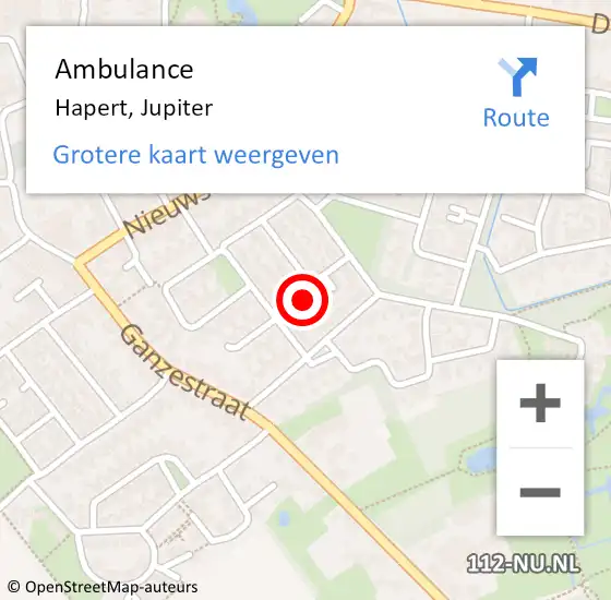 Locatie op kaart van de 112 melding: Ambulance Hapert, Jupiter op 2 maart 2018 00:04