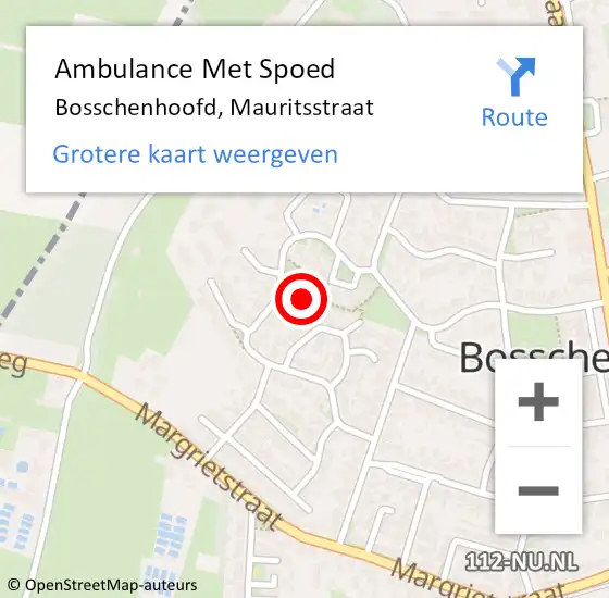 Locatie op kaart van de 112 melding: Ambulance Met Spoed Naar Bosschenhoofd, Mauritsstraat op 2 maart 2018 00:08