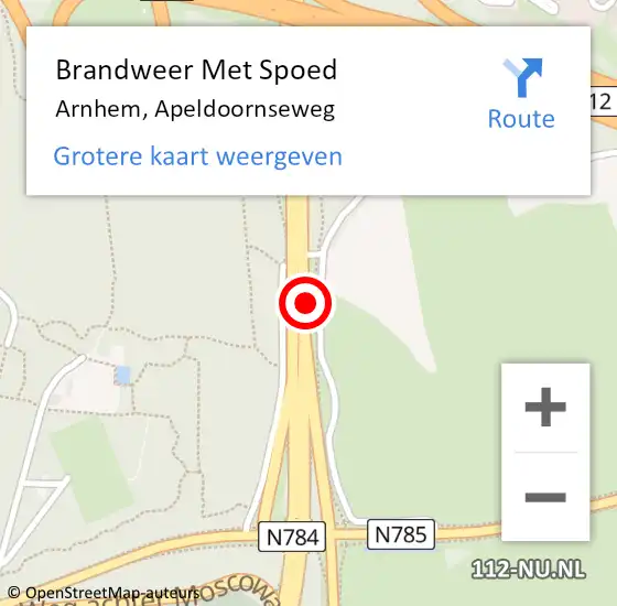 Locatie op kaart van de 112 melding: Brandweer Met Spoed Naar Arnhem, Apeldoornseweg op 2 maart 2018 00:35