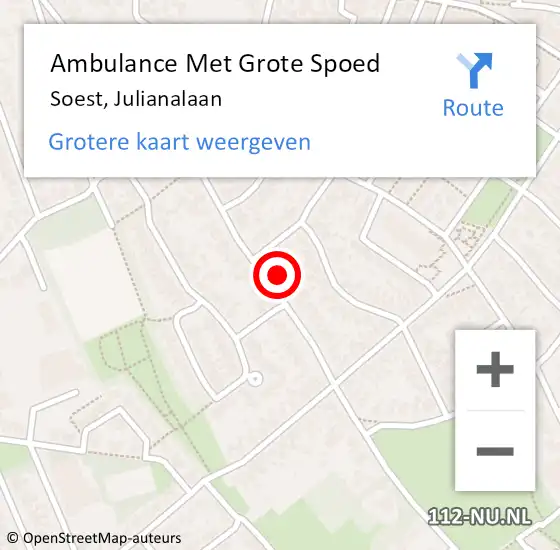 Locatie op kaart van de 112 melding: Ambulance Met Grote Spoed Naar Soest, Julianalaan op 2 maart 2018 02:57