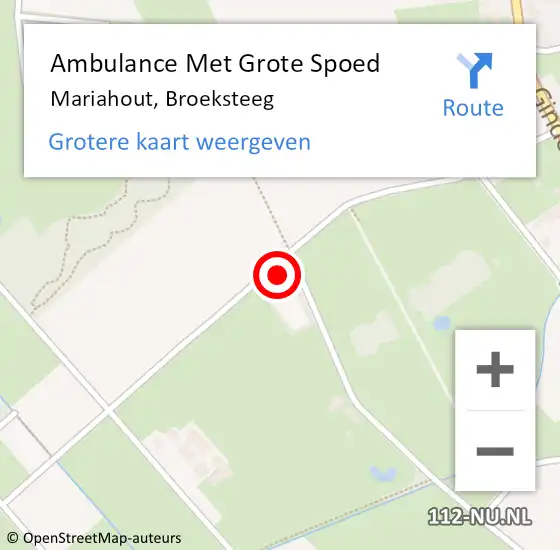 Locatie op kaart van de 112 melding: Ambulance Met Grote Spoed Naar Mariahout, Broeksteeg op 2 maart 2018 03:22