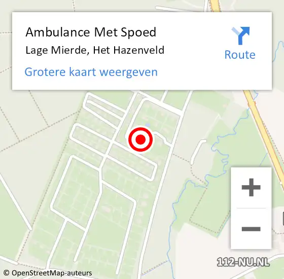 Locatie op kaart van de 112 melding: Ambulance Met Spoed Naar Lage Mierde, Het Hazenveld op 2 maart 2018 03:28