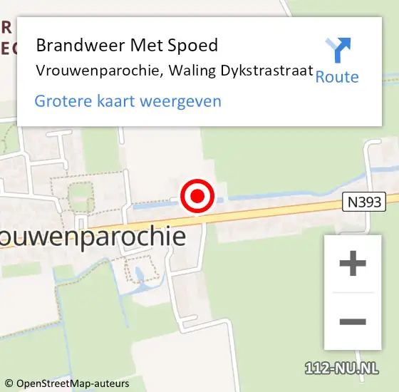 Locatie op kaart van de 112 melding: Brandweer Met Spoed Naar Vrouwenparochie, Waling Dykstrastraat op 2 maart 2018 03:57