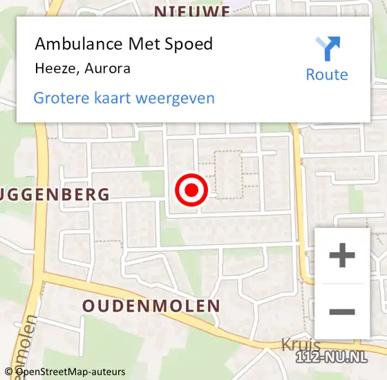 Locatie op kaart van de 112 melding: Ambulance Met Spoed Naar Heeze, Aurora op 2 maart 2018 04:03
