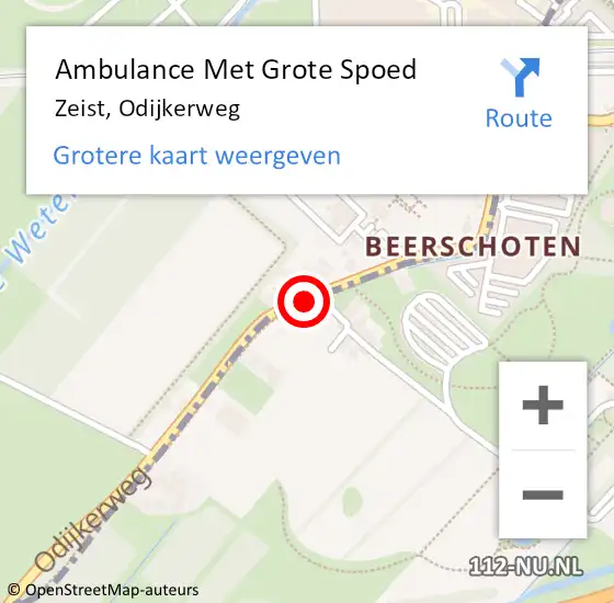 Locatie op kaart van de 112 melding: Ambulance Met Grote Spoed Naar Zeist, Odijkerweg op 2 maart 2018 04:08