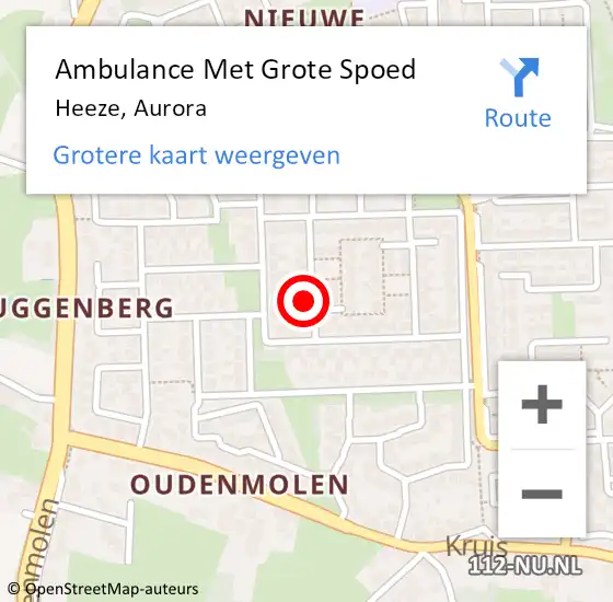 Locatie op kaart van de 112 melding: Ambulance Met Grote Spoed Naar Heeze, Aurora op 2 maart 2018 04:37