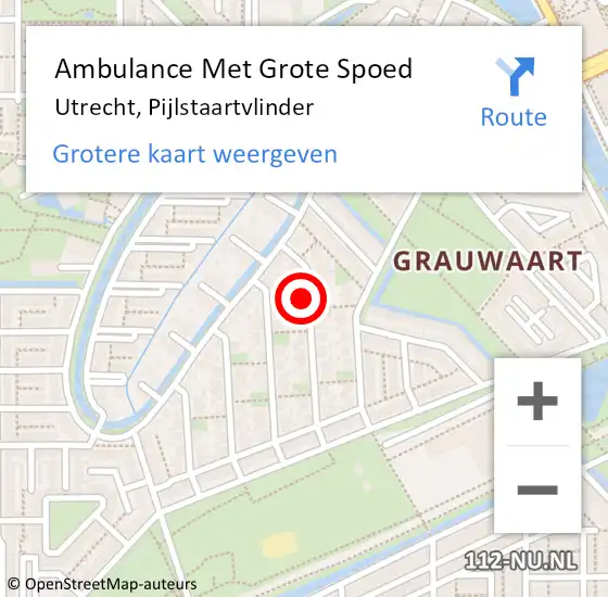 Locatie op kaart van de 112 melding: Ambulance Met Grote Spoed Naar Utrecht, Pijlstaartvlinder op 2 maart 2018 04:55