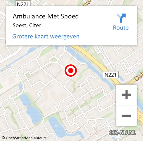 Locatie op kaart van de 112 melding: Ambulance Met Spoed Naar Soest, Citer op 2 maart 2018 05:20