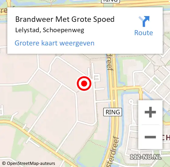 Locatie op kaart van de 112 melding: Brandweer Met Grote Spoed Naar Lelystad, Schoepenweg op 2 maart 2018 06:13