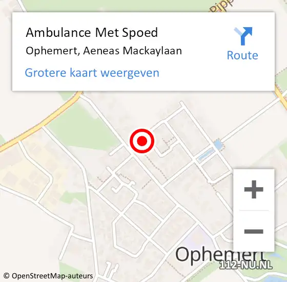 Locatie op kaart van de 112 melding: Ambulance Met Spoed Naar Ophemert, Aeneas Mackaylaan op 17 februari 2014 19:21