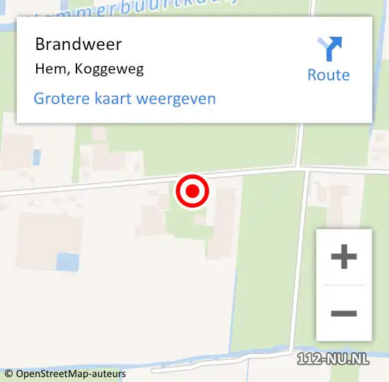 Locatie op kaart van de 112 melding: Brandweer Hem, Koggeweg op 17 februari 2014 19:22