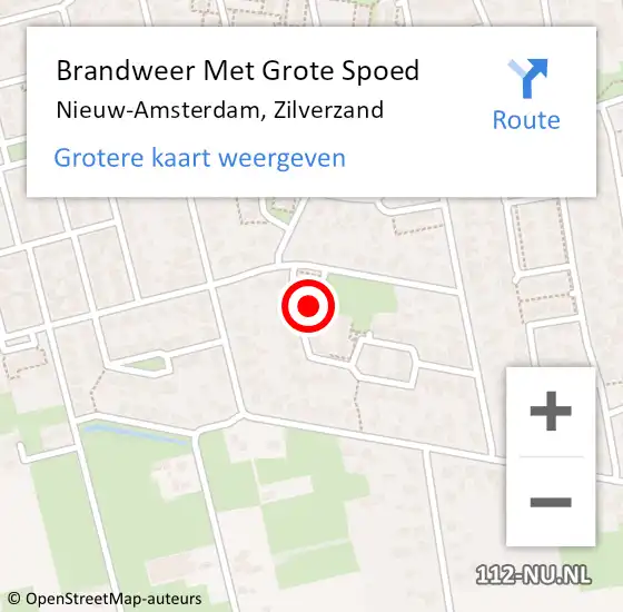 Locatie op kaart van de 112 melding: Brandweer Met Grote Spoed Naar Nieuw-Amsterdam, Zilverzand op 2 maart 2018 07:06