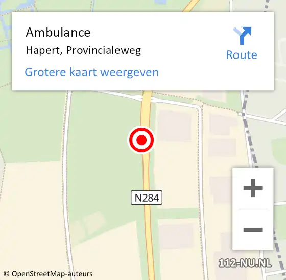 Locatie op kaart van de 112 melding: Ambulance Hapert, Provincialeweg op 2 maart 2018 07:22