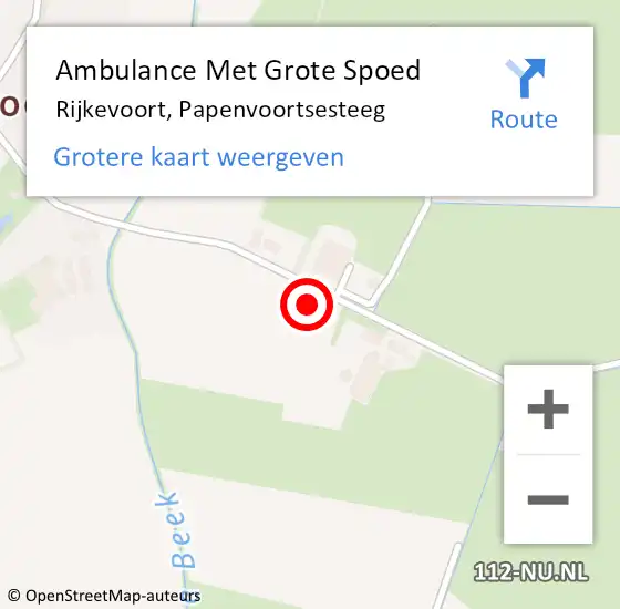 Locatie op kaart van de 112 melding: Ambulance Met Grote Spoed Naar Rijkevoort, Papenvoortsesteeg op 2 maart 2018 07:28