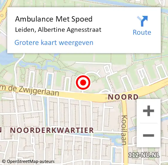 Locatie op kaart van de 112 melding: Ambulance Met Spoed Naar Leiden, Albertine Agnesstraat op 2 maart 2018 07:55