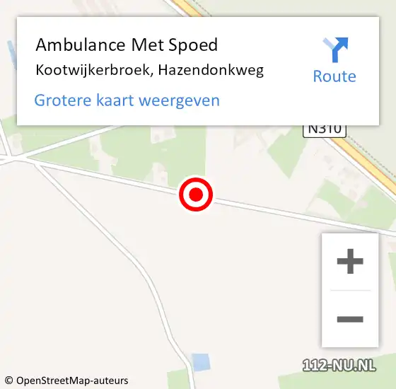 Locatie op kaart van de 112 melding: Ambulance Met Spoed Naar Kootwijkerbroek, Hazendonkweg op 2 maart 2018 09:22