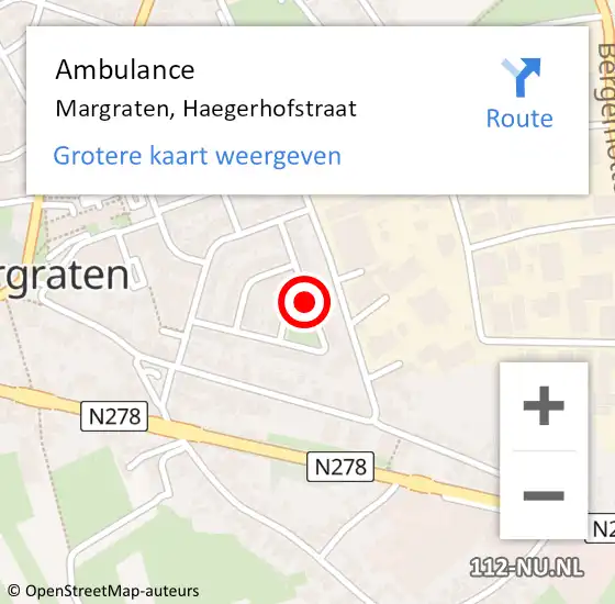 Locatie op kaart van de 112 melding: Ambulance Margraten, Haegerhofstraat op 2 maart 2018 09:22