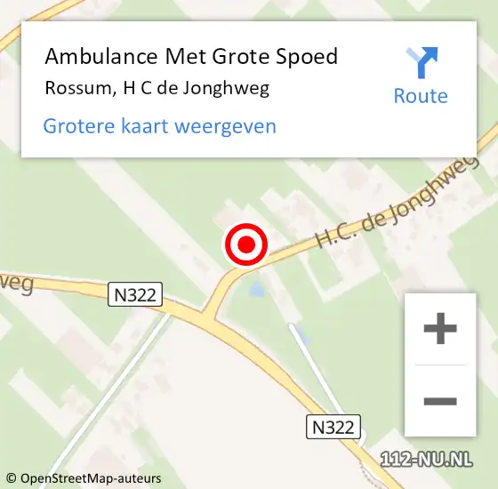 Locatie op kaart van de 112 melding: Ambulance Met Grote Spoed Naar Rossum, H C de Jonghweg op 2 maart 2018 09:39