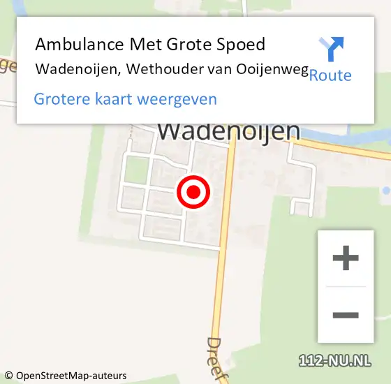 Locatie op kaart van de 112 melding: Ambulance Met Grote Spoed Naar Wadenoijen, Wethouder van Ooijenweg op 2 maart 2018 10:05