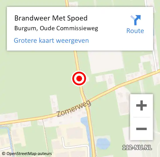 Locatie op kaart van de 112 melding: Brandweer Met Spoed Naar Burgum, Oude Commissieweg op 2 maart 2018 10:08