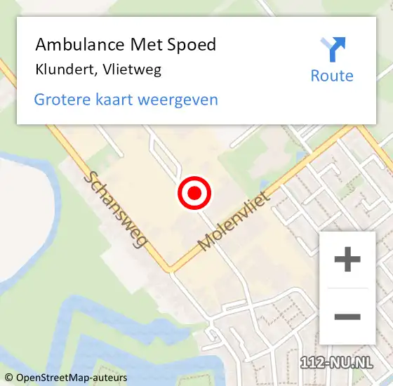 Locatie op kaart van de 112 melding: Ambulance Met Spoed Naar Klundert, Vlietweg op 2 maart 2018 10:12