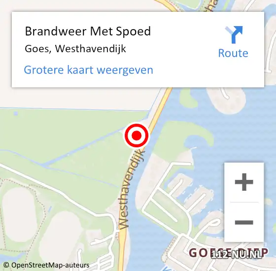 Locatie op kaart van de 112 melding: Brandweer Met Spoed Naar Goes, Westhavendijk op 2 maart 2018 10:12