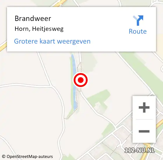 Locatie op kaart van de 112 melding: Brandweer Horn, Heitjesweg op 17 februari 2014 19:45